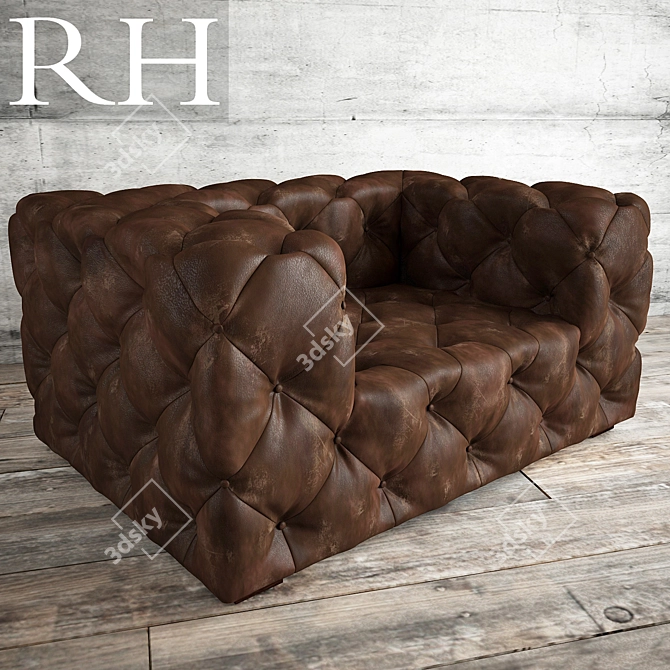 Sleek Leather Armchair 3D model image 1