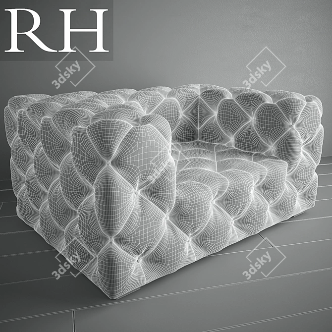 Sleek Leather Armchair 3D model image 2