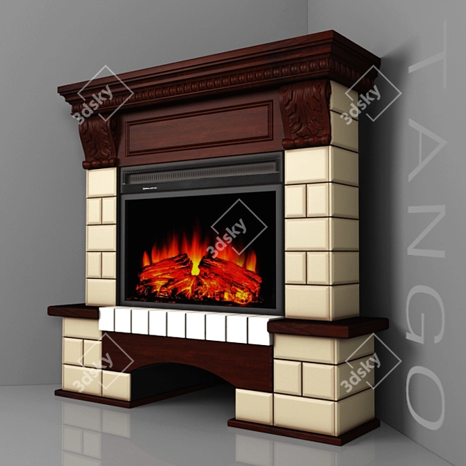 Sleek Corner Fireplace Tango 3D model image 2