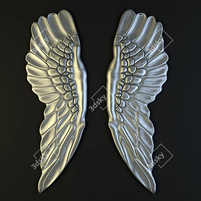 Volumetric Wings Wall Decor 110x80cm 3D model image 2