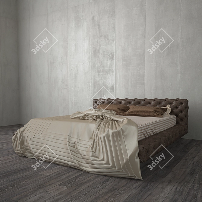 Premium King Size Bed 3D model image 1