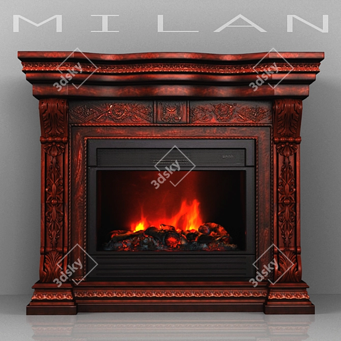 Elegant Milano Fireplace 3D model image 1