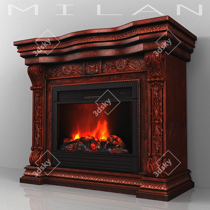 Elegant Milano Fireplace 3D model image 2