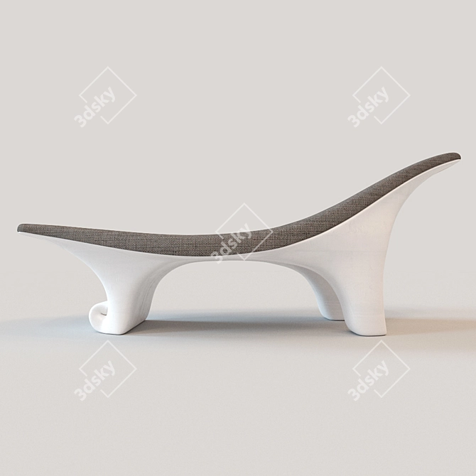 Ergonomic Wooden Lounger with Soft Seat 3D model image 1