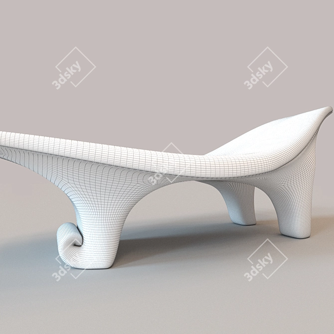 Ergonomic Wooden Lounger with Soft Seat 3D model image 3