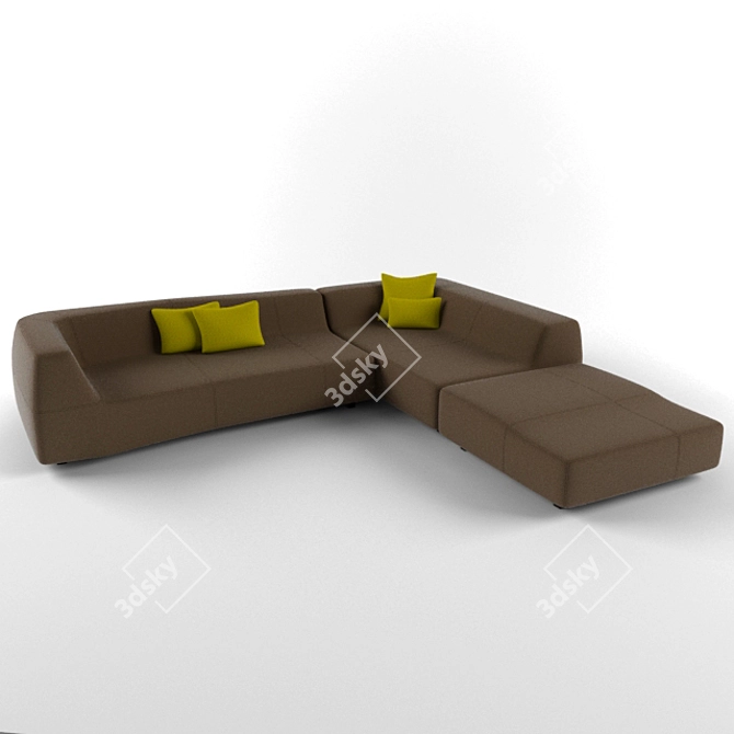 Modern G-Shaped Sofa 3D model image 1