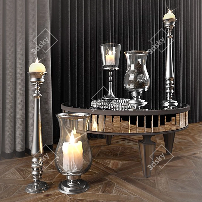 Garda Decor Table Mirror & Candlesticks 3D model image 1