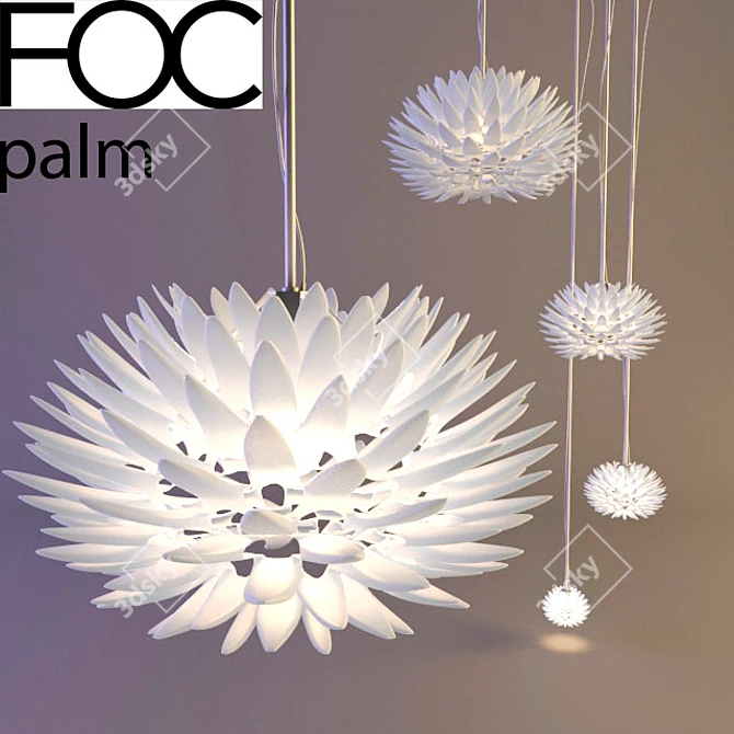 Elegant FOC Palm Pendant Light 3D model image 1