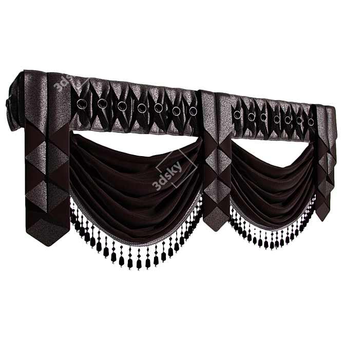 Folded Lambrequin Curtains 3D model image 2