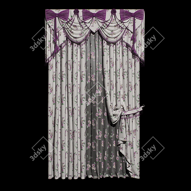 Elegant Bow Curtains 3D model image 1