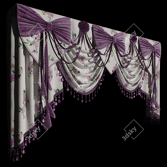 Elegant Bow Curtains 3D model image 2