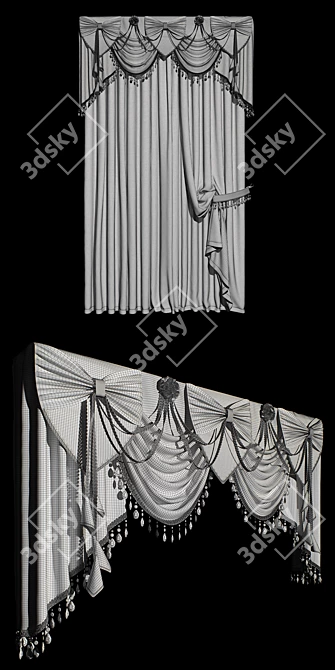 Elegant Bow Curtains 3D model image 3