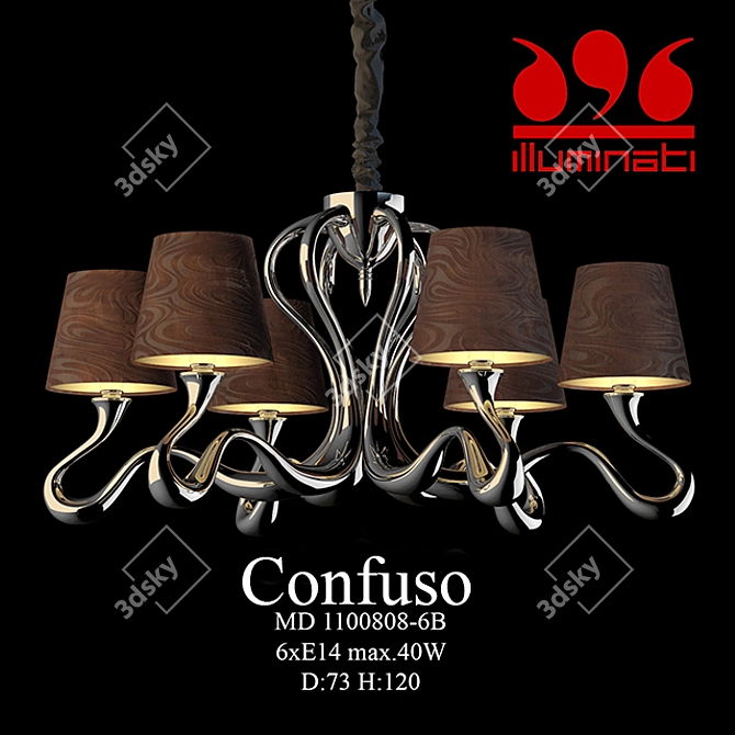 Confuso Modern Chandelier - 6 Lights 3D model image 1