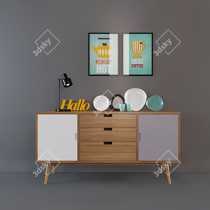 Elegant Sideboard Décor Set 3D model image 1