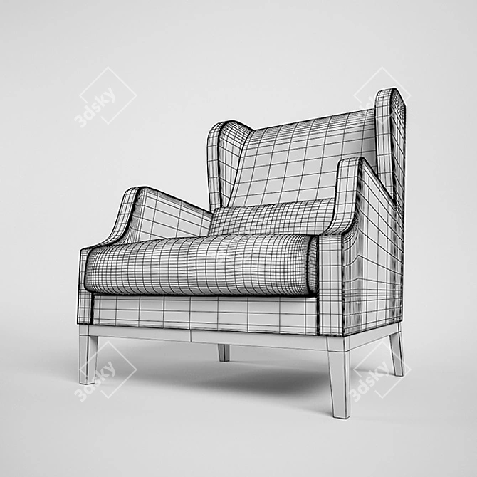 Elegant Chauffeuse Armchair 3D model image 2