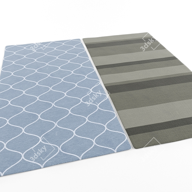 Wave Patterned Carpets - Set of Two 3D model image 1