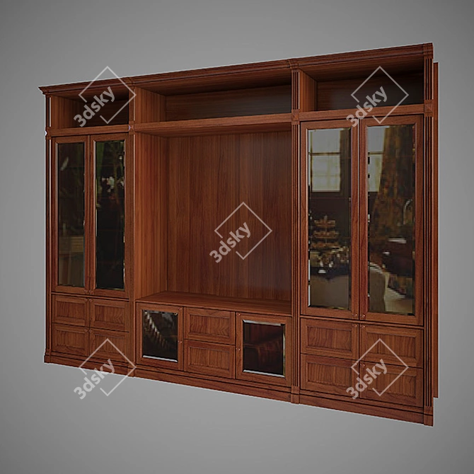 Luxury Wood Library Cabinets 3D model image 1