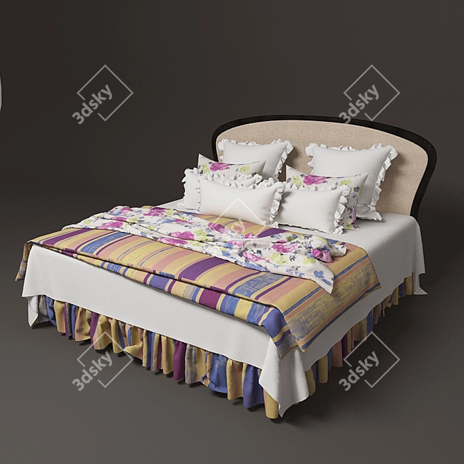 Elegant King Size Bed 3D model image 1