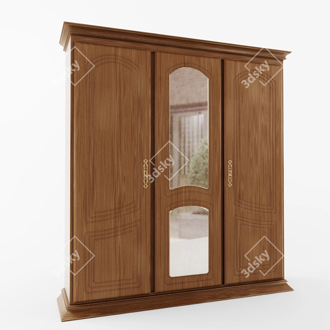 Elegant Art Nouveau Wardrobe 3D model image 1