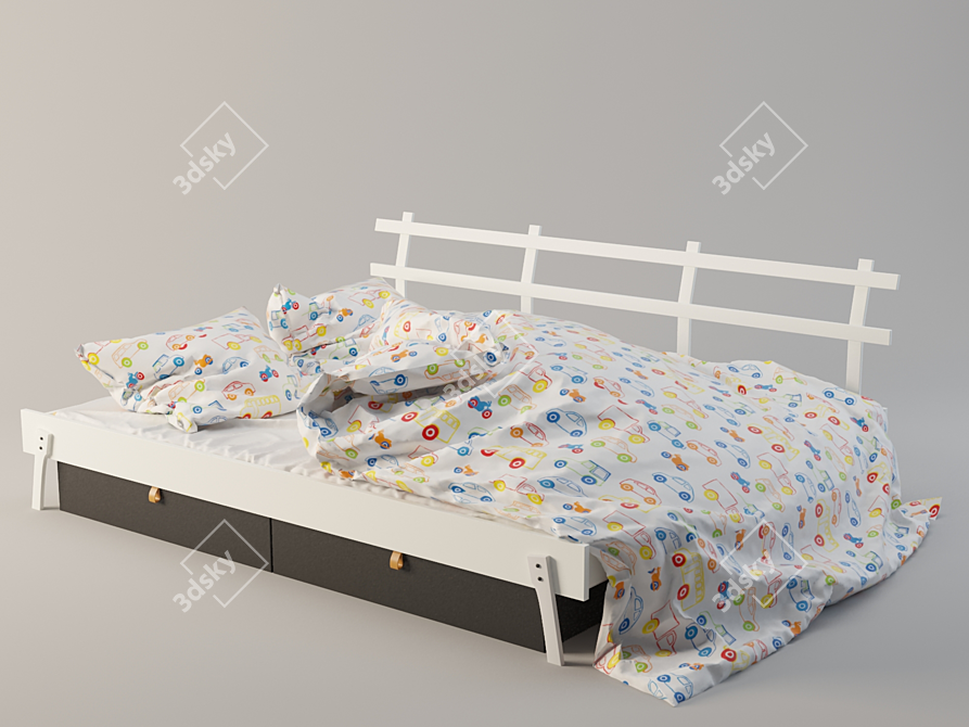 IKEA Sofa Bed with Drawers 3D model image 1