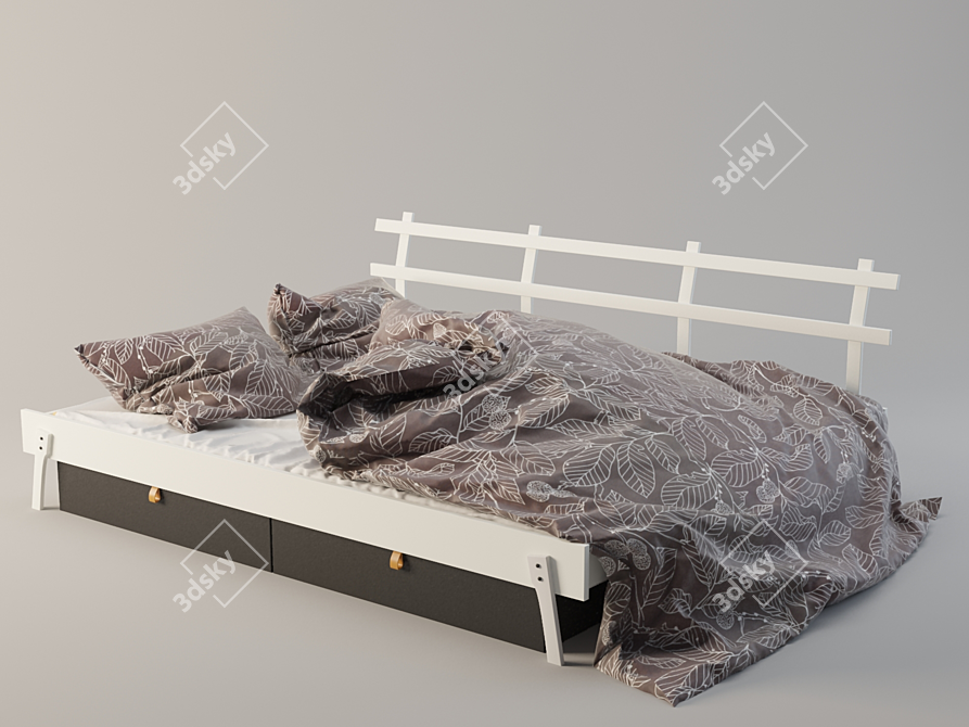 IKEA Sofa Bed with Drawers 3D model image 2