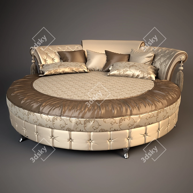 Elegant Queen Round Bed 3D model image 1