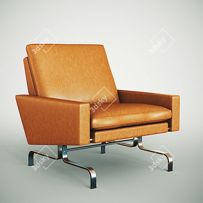 PK31 Steel Spring Armchair 3D model image 1