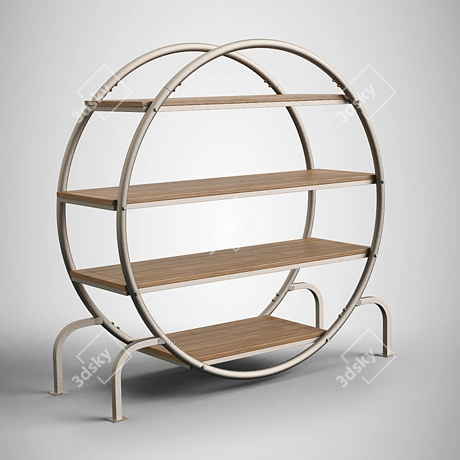 Stylish Round Bookcase: Vietnamese Craftsmanship 3D model image 2