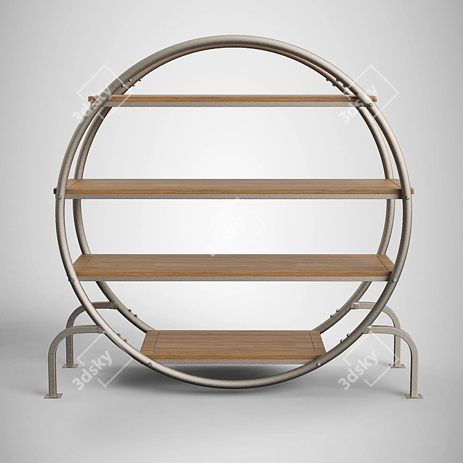 Stylish Round Bookcase: Vietnamese Craftsmanship 3D model image 3