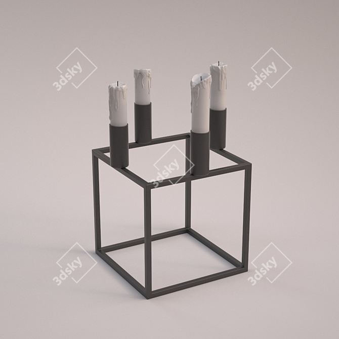 Modern Geometric Kubus Candle Holder 3D model image 1