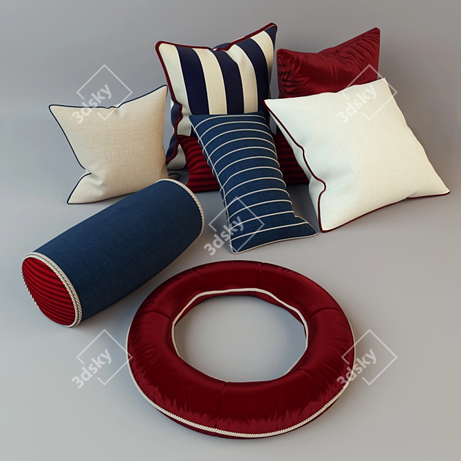 Sea Theme Decorative Cushions 3D model image 1