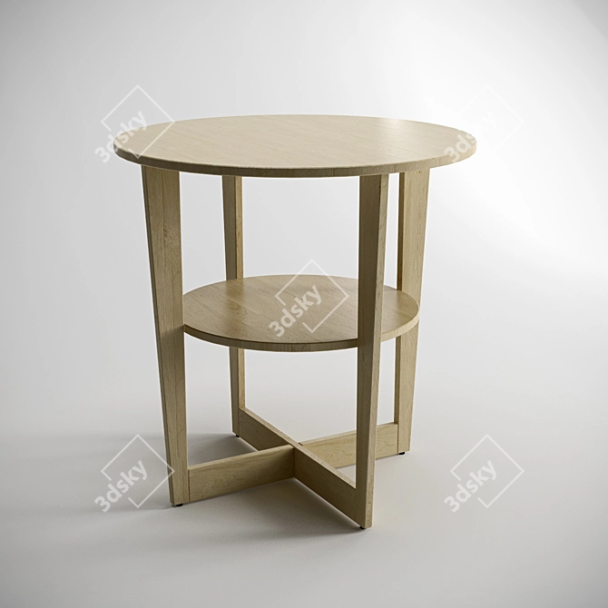 Vintage Wooden Coffee Table 3D model image 1