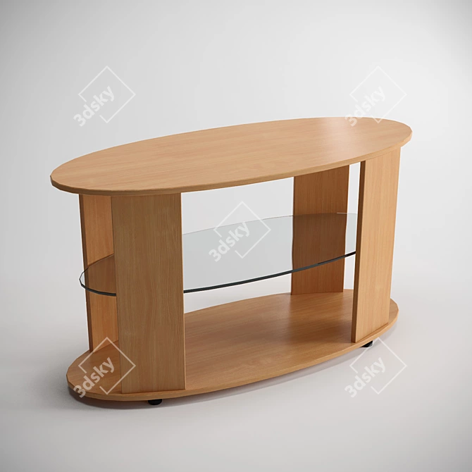 Vintage Wooden Coffee Table 3D model image 1