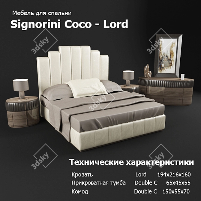 Italian Signorini Coco Lord Bed 3D model image 1