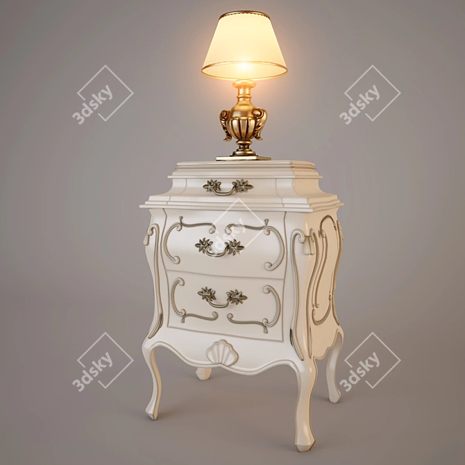 Elegant Cupboard Set with Bedside Lamp 3D model image 1