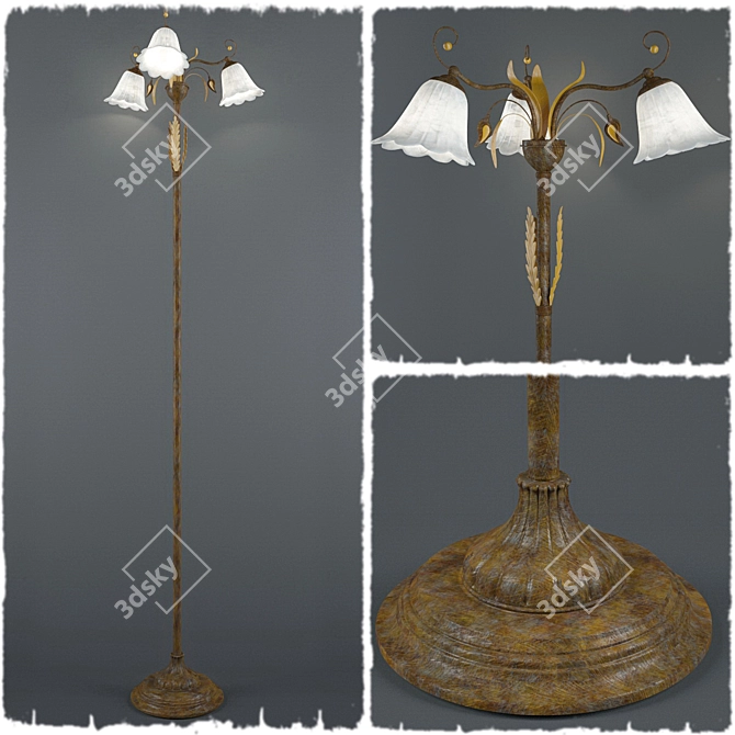 WUNDERLICHT Autumn Garden: Floral Metal and Glass Floor Lamp 3D model image 1