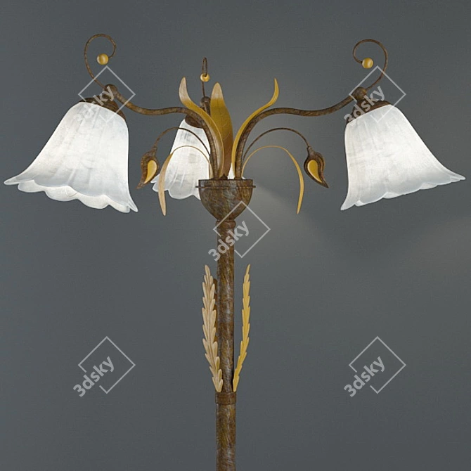 WUNDERLICHT Autumn Garden: Floral Metal and Glass Floor Lamp 3D model image 2