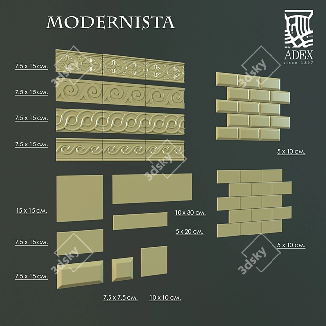 Title: Geometric Inlay Modernista 3D model image 1