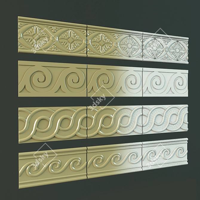 Title: Geometric Inlay Modernista 3D model image 2