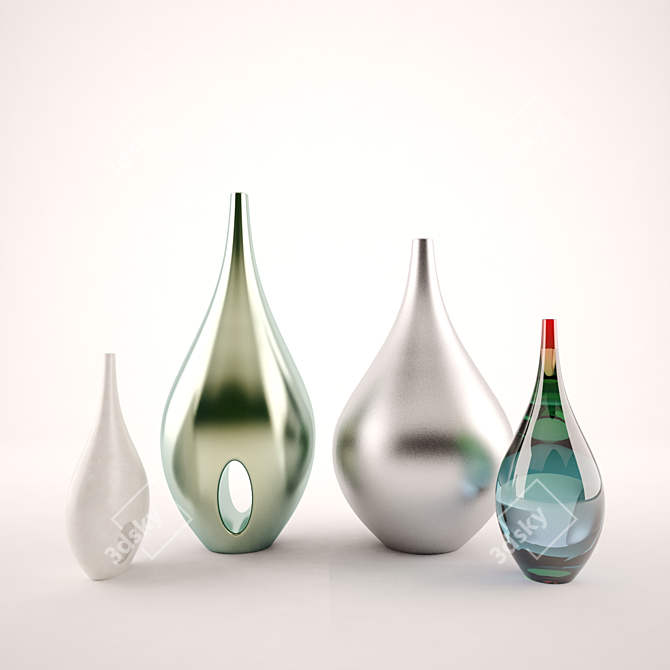 Scandi Vases: Chic Nordic Style 3D model image 1