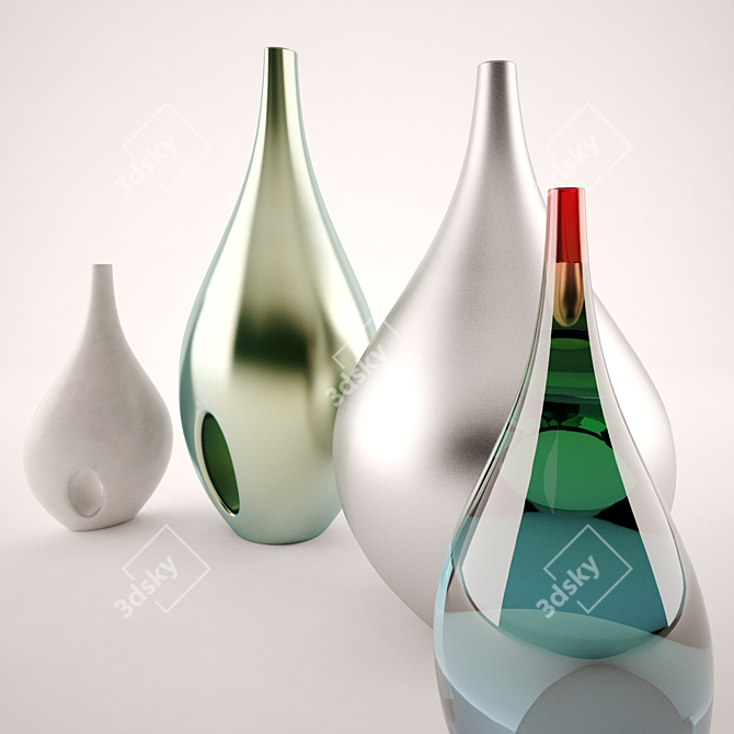 Scandi Vases: Chic Nordic Style 3D model image 2