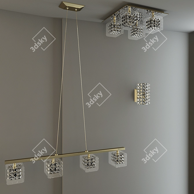 Crystal Light Fixture Set 3D model image 1