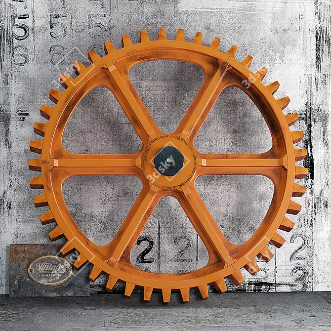 Vintage Industrial Wooden Gear - Retro Home Decor 3D model image 1