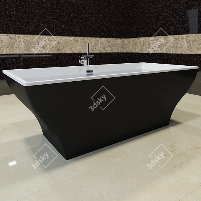 Contemporary White Acrylic Freestanding Bathtub 3D model image 2