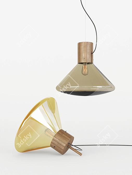 Elegant Wood Muffins Lamp 3D model image 1