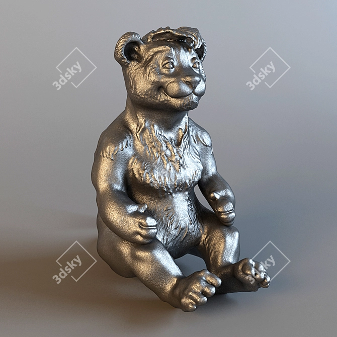 Roaring Pride: Lion Cub Statuette 3D model image 1