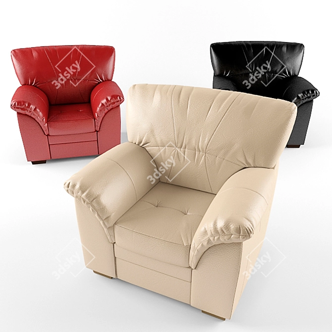 Modern Leather Accent Chair 3D model image 1