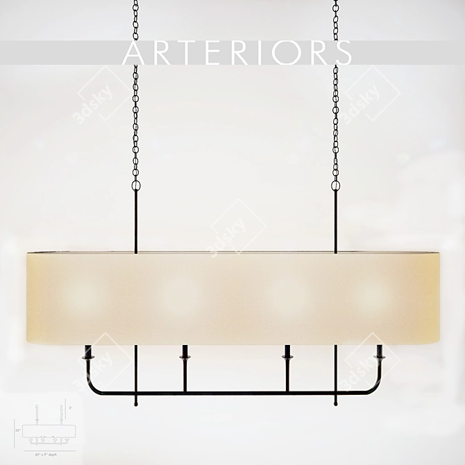 Elegant Beatty Oval Chandelier 3D model image 1