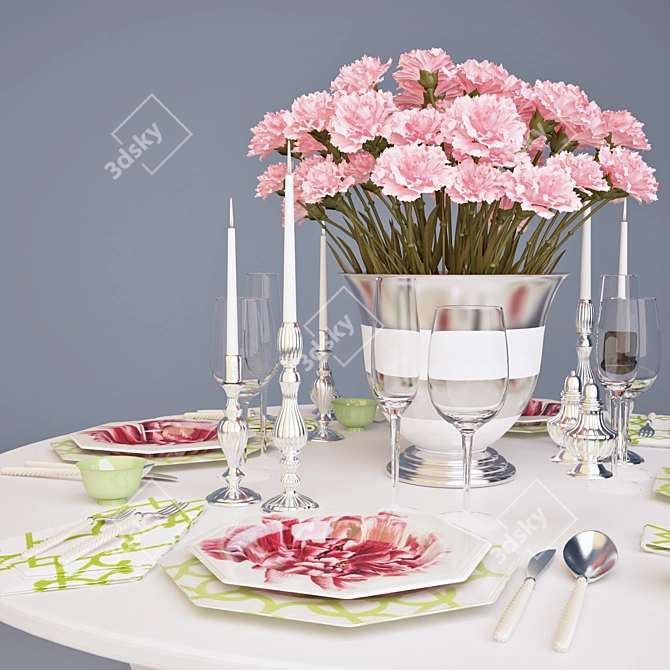 Oscar de la Renta Rose Dinnerware 3D model image 2