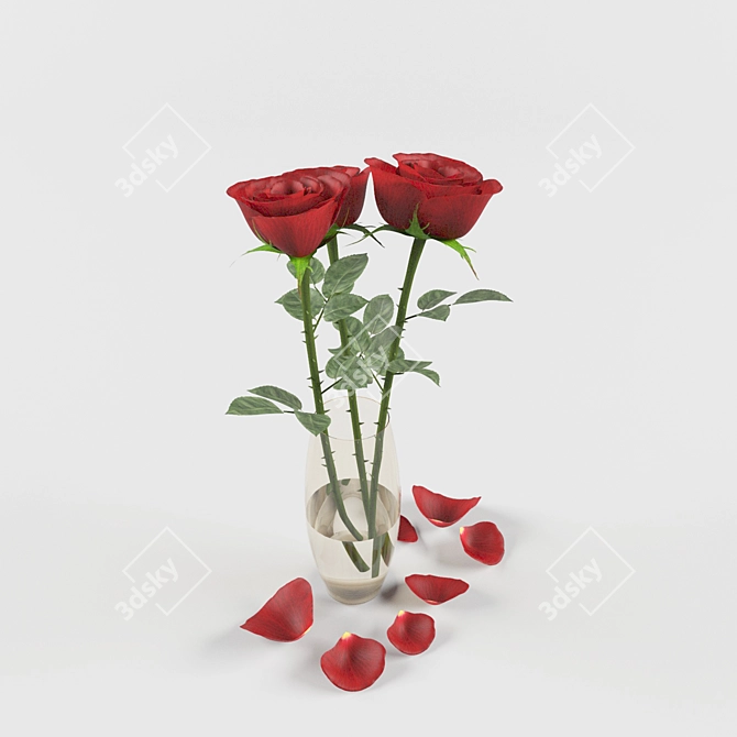 Elegant Roses in a Vase 3D model image 2